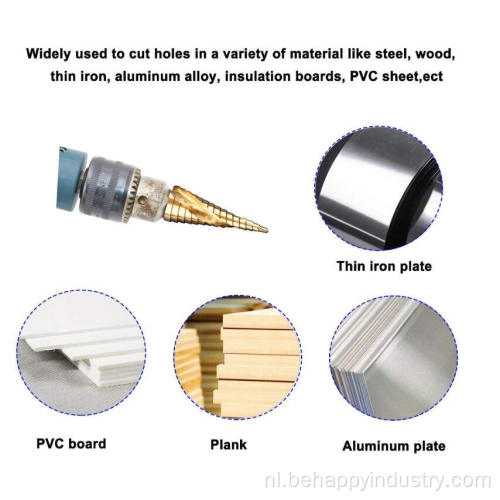 3 -stcs HSS Spiral gegroefde titanium stappenboor bit